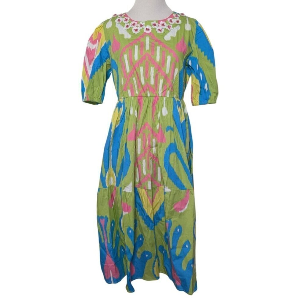NEW Sheridan French Midi Arcadia Dress Womens Size Small Green Tiered Pullover